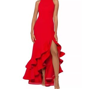 Betsy & Adam Red Ruffle Gown
